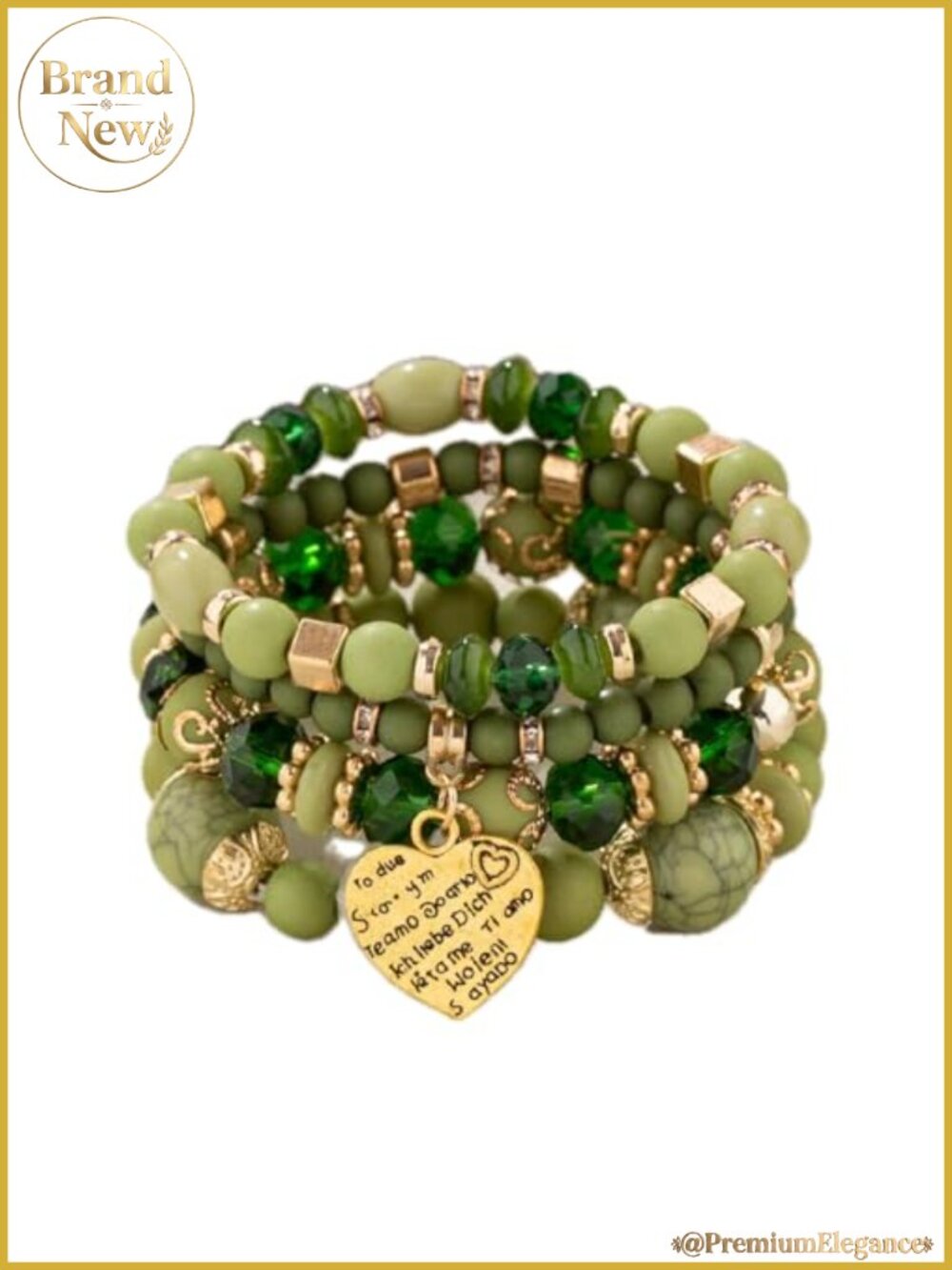 Women's Boho Beaded Bangle Bracelet Set with Crystal Accents - Stretch &